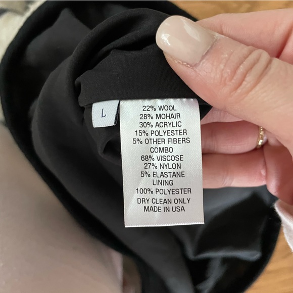 NWT Pearl by Lela Rose Checkered Plaid Wool Cape Poncho with Pockets Size Large - Picture 11 of 11